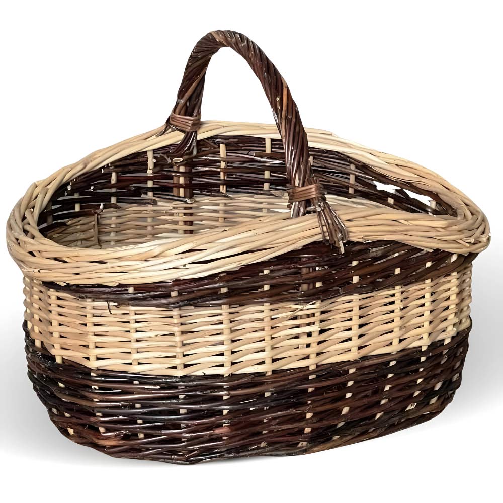Cesto in vimini paniere Sofia ovale bicolore con manico cm 44 x cm 35 h 24