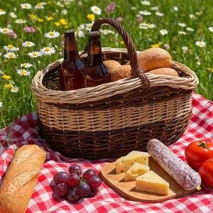 Cesto in vimini paniere Sofia ovale bicolore con manico cm 44 x cm 35 h 24