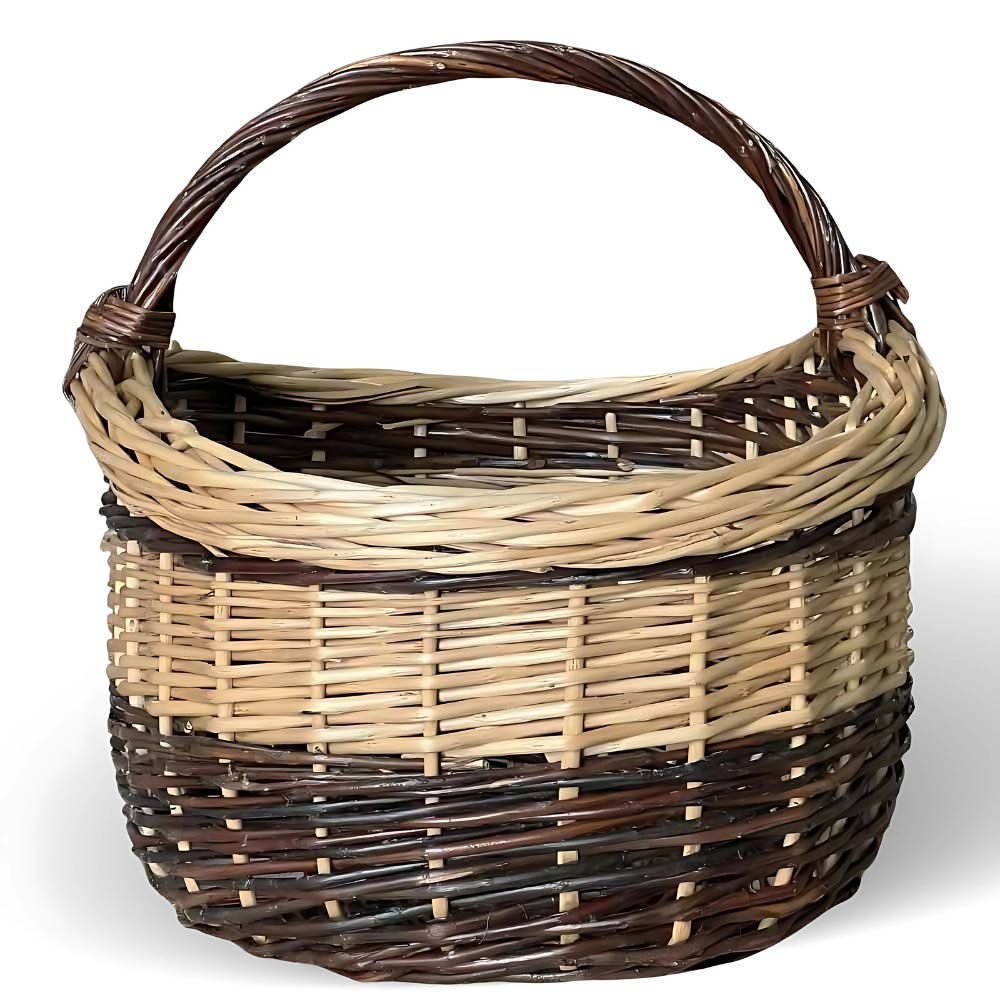 Cesto in vimini paniere Sofia ovale bicolore con manico cm 44 x cm 35 h 24