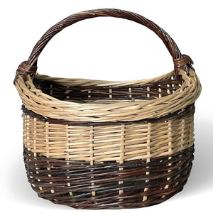 Cesto in vimini paniere Sofia ovale bicolore con manico cm 44 x cm 35 h 24