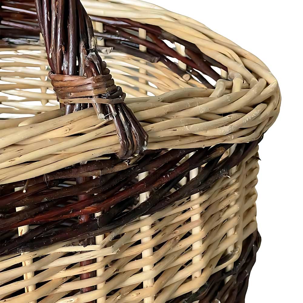 Cesto in vimini paniere Sofia ovale bicolore con manico cm 44 x cm 35 h 24