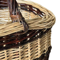 Cesto in vimini paniere Sofia ovale bicolore con manico cm 44 x cm 35 h 24