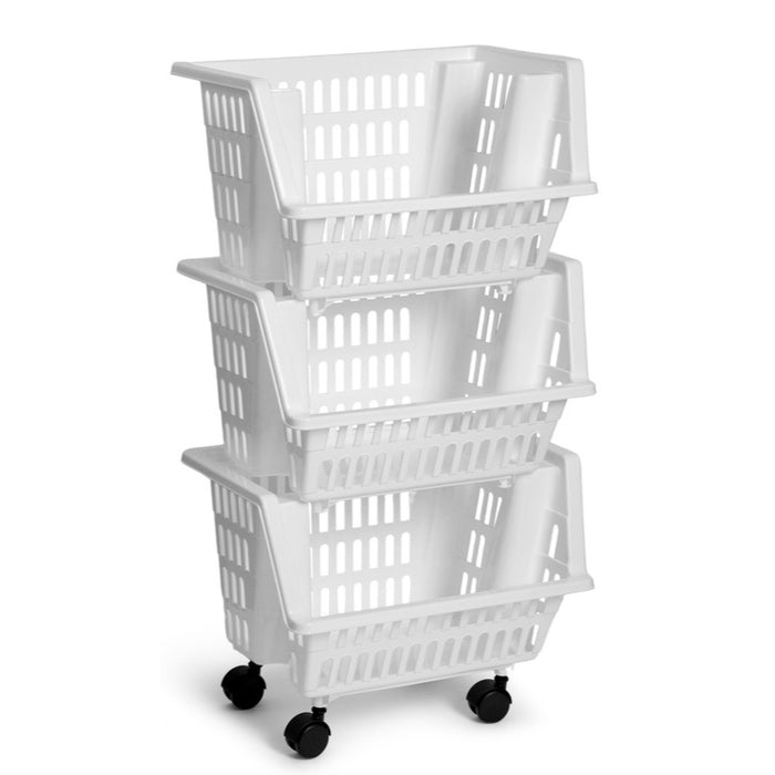 CARRELLO SUNRISE 3 CESTI 38X28XH54CM BIANCO.