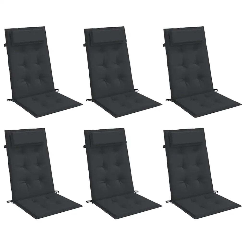 Cuscini per Sedia con Schienale Alto 6 pz | Cuscini per sedie Nero in Tessuto Oxford