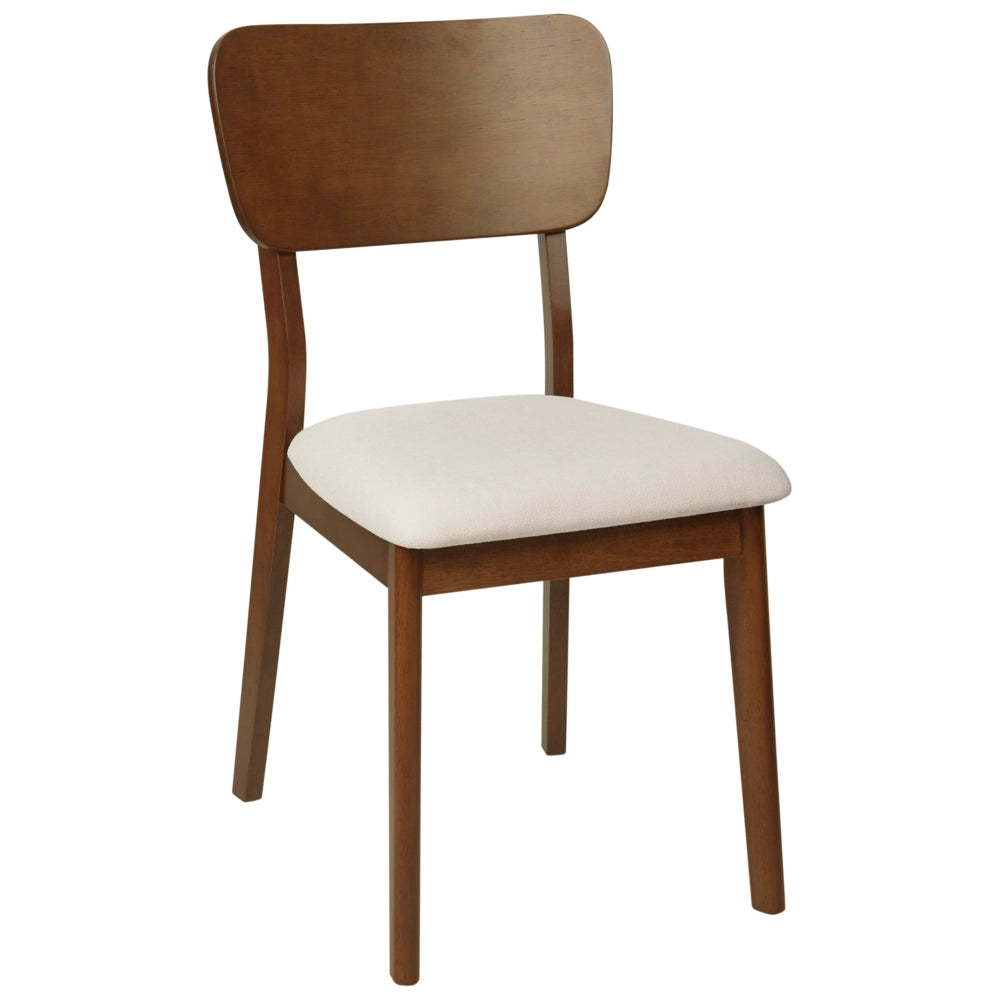 Set di 2 sedie da pranzo in legno di gomma beige chiaro Seduta imbottita in poliestere Legno scuro