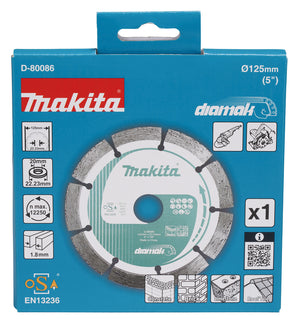 Makita D-80086 – Disco Diamantato DIAMAK 125 mm Segmented (Arbor 22,23 / 20 mm)