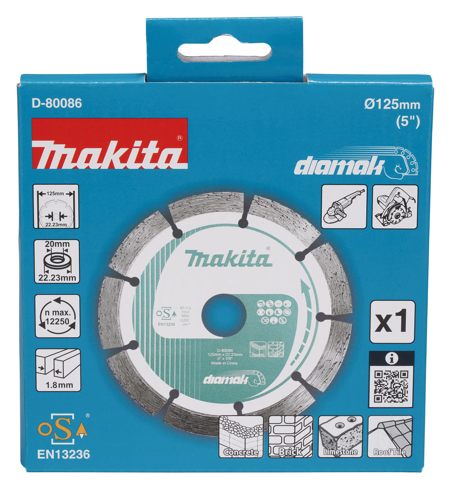 Makita D-80086 – Disco Diamantato DIAMAK 125 mm Segmented (Arbor 22,23 / 20 mm)
