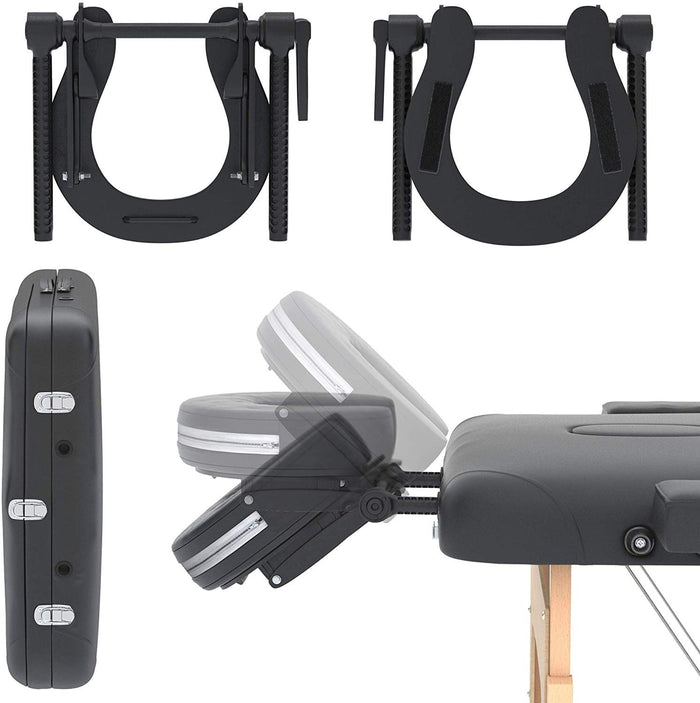 FENIXSHOP24 LETTINO MASSAGGIO PROFESSIONALE 3 ZONE,LETTINO ESTETISTA IN LEGNO DIMENSIONE XL 180 X 56 CM - LETTINI PER DA MASSAGGI PORTATILI PIEGHEVOLI COD-10