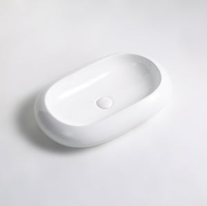Lavabo in ceramica da appoggio bianco lucido K37 - design moderno