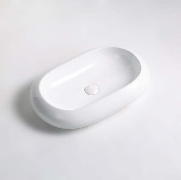 Lavabo in ceramica da appoggio bianco lucido K37 - design moderno