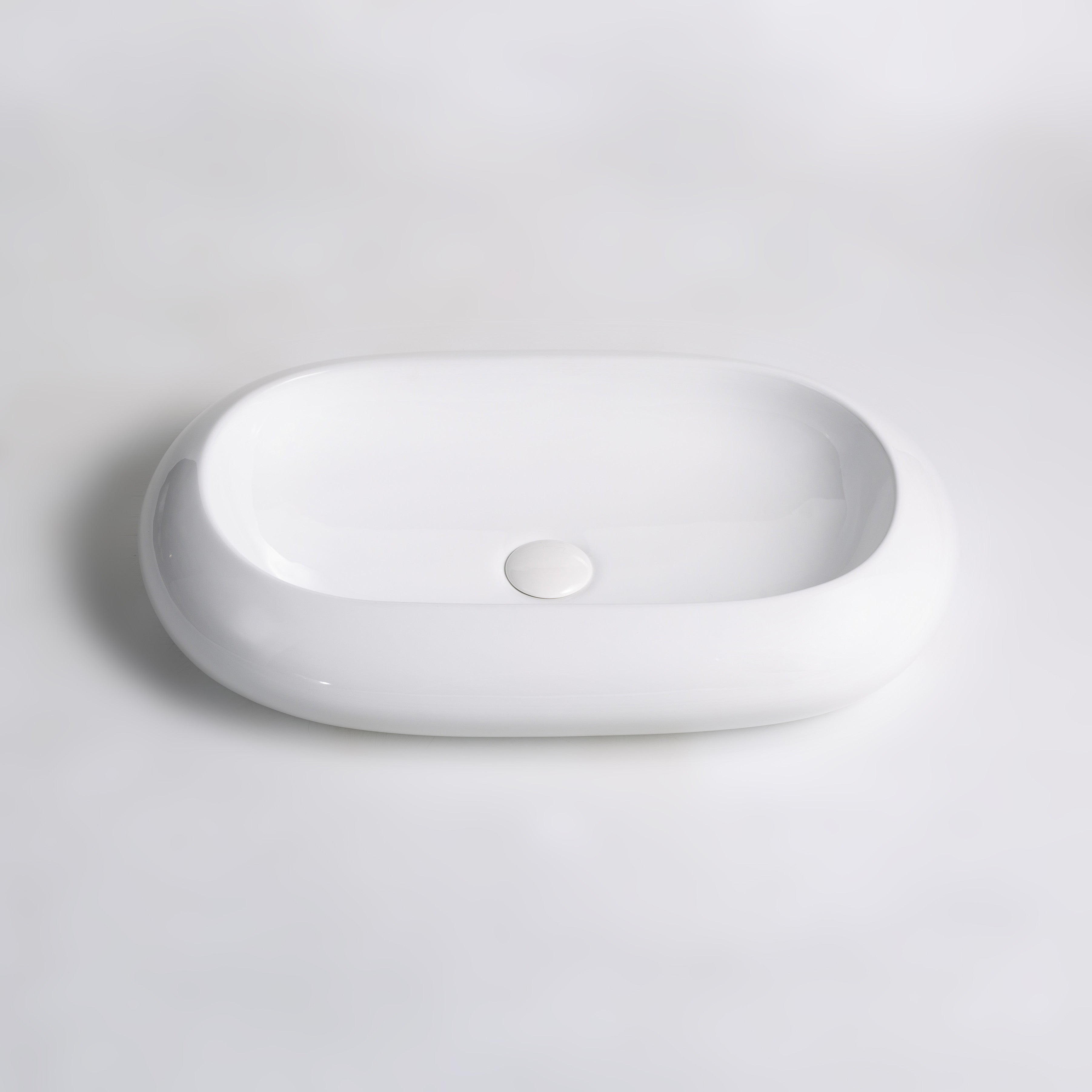 Lavabo in ceramica da appoggio bianco lucido K37 - design moderno