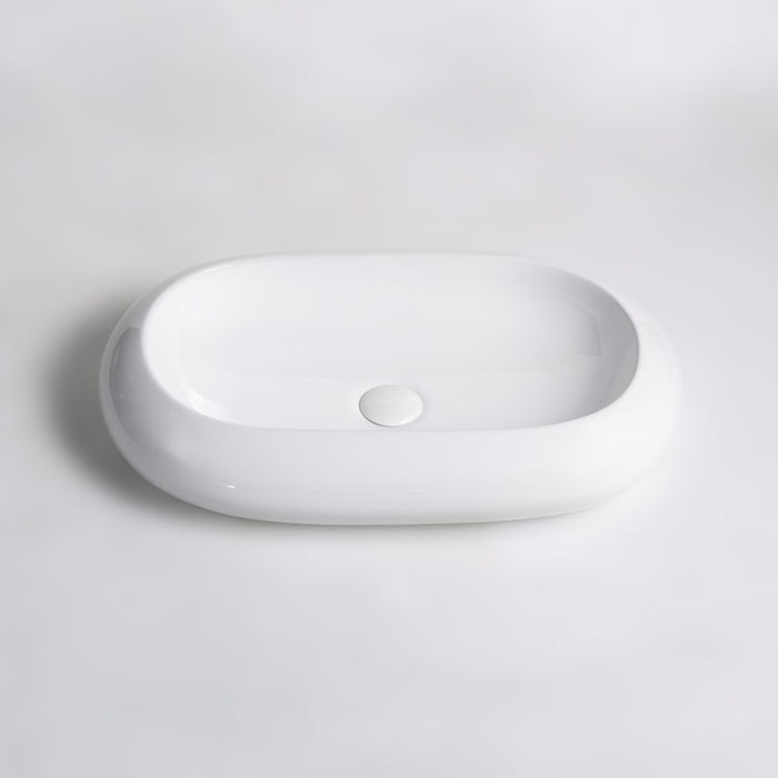 Lavabo in ceramica da appoggio bianco lucido K37 - design moderno