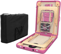 LETTINO MASSAGGIO PROFESSIONALE 2 ZONE - LETTINO MASSAGGI,LETTINO ESTETISTA FISIOTERAPIA,TATTOO, IN LEGNO PORTATILE RICHIUDIBILE (ROSA)