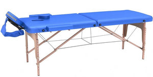 LETTINO MASSAGGIO PROFESSIONALE 2 ZONE - LETTINO MASSAGGI,LETTINO ESTETISTA FISIOTERAPIA,TATTOO, IN LEGNO PORTATILE RICHIUDIBILE (BLU)