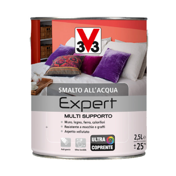 V33 Smalto Multi Supporto Expert ad Acqua Vernice Multisupporto Interno Esterno Colore: Marrone Testa di Moro