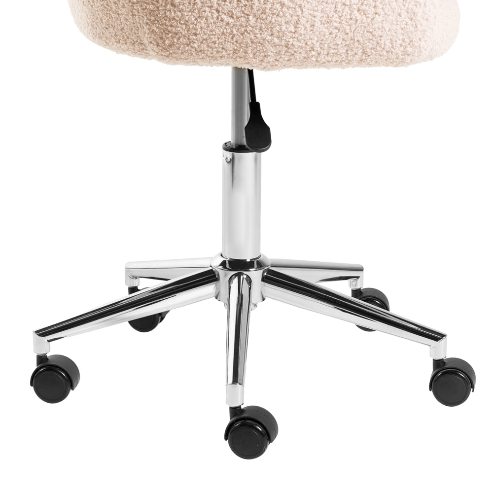 Sedia da ufficio girevole con altezza regolabile in tessuto boucle beige chiaro stile moderno retrò ufficio di casa