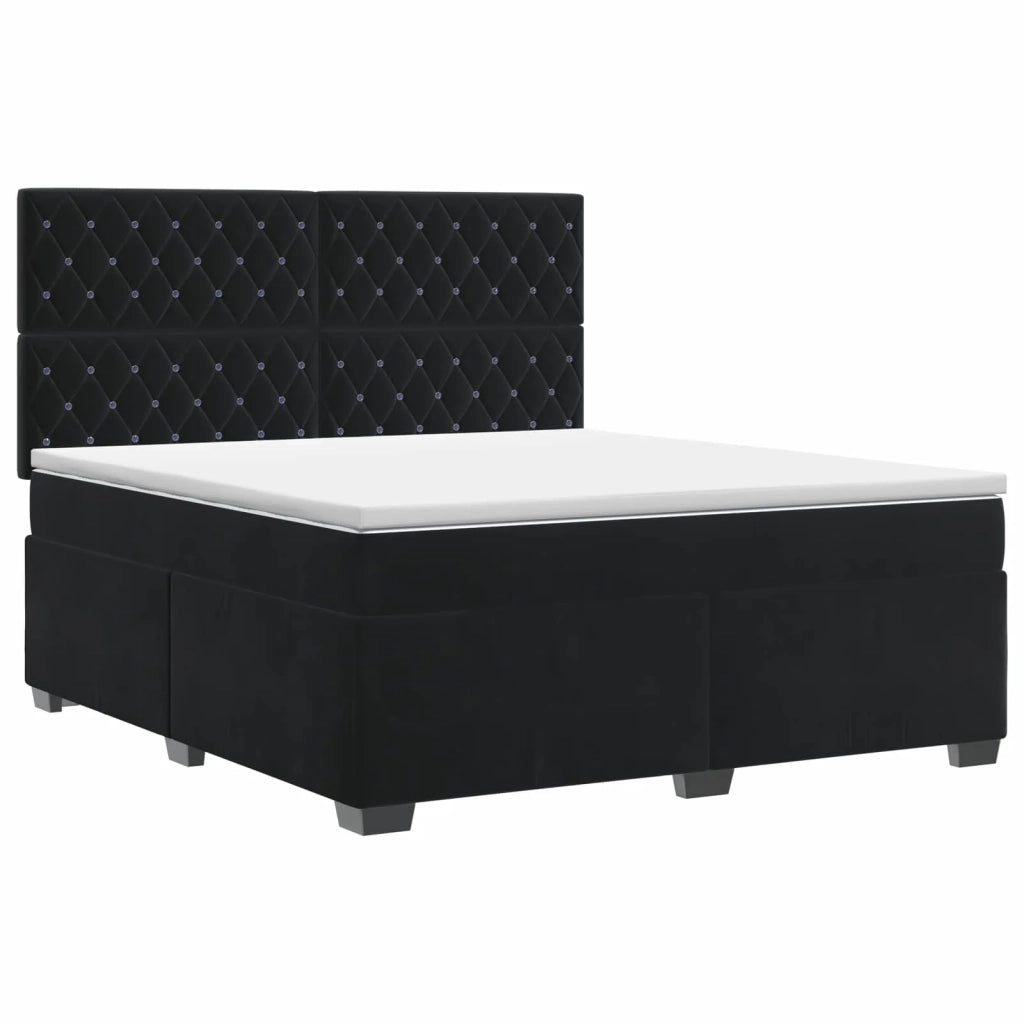 Letto box spring con materasso Nero 140 x 190 cm Velluto 3453634