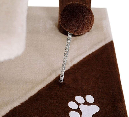 Tiragraffi angolare per gatti alto 88 cm, con corda in Sisal e peluche è fornito inoltre di una comoda e accogliente cuccia - Beige