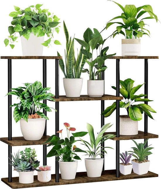Plank per Fusto, Banco per Fiori, Standa per Piante, Piattaforma per Fiori, Trappola per Piante, Scaffale per Fiori, Plank per Fusti per Interno, Esterno, Giardino, Terrazzo, Decorazione (4 Livelli 10 Pannelli)
