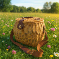 Cesto funghi ,cestino in vimini con tracolla cm 29 x 25 x h 28