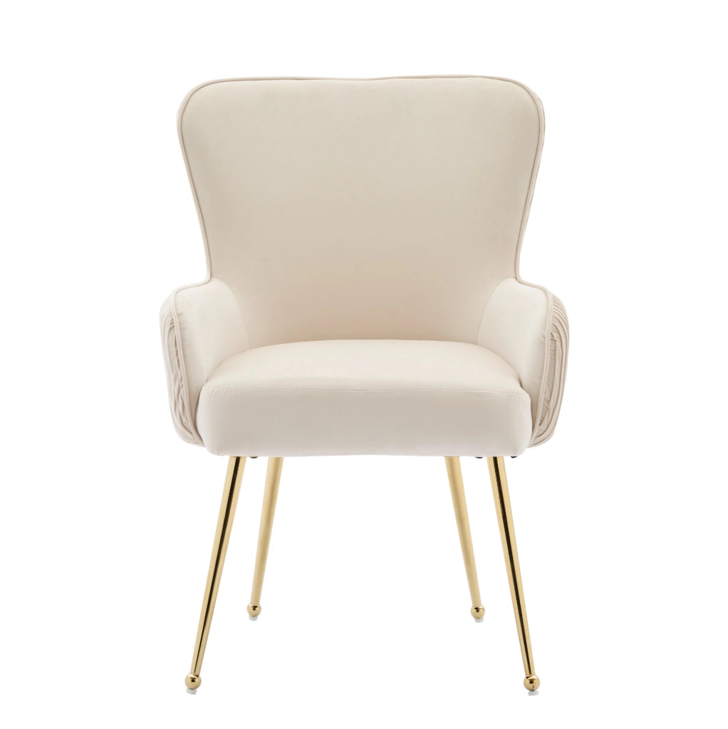 Set di 6 sedie in velluto con braccioli e supporto lombare; beige e oro