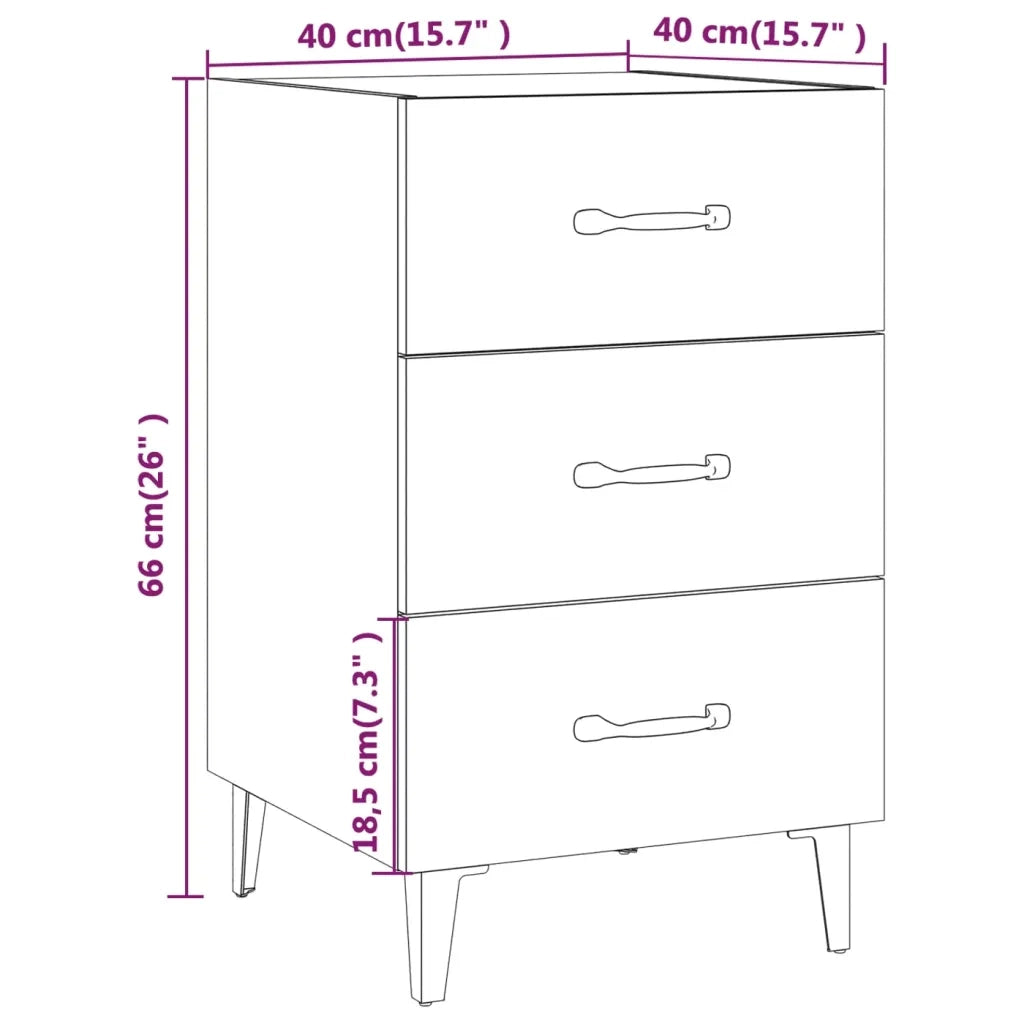 Comodino-Tavolino da notte Rovere Fumo 40x40x66 cm in Legno Multistrato 915505