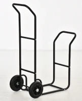Carrello Portalegna in Acciaio con 2 Ruote per Interno ed Esterno, 77x42x105 cm, Nero