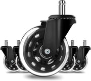 Set di 5 Ruote di Gomma di Ricambio per Stile Rollerblade, Adatte per Sedie da Ufficio, Ruote Silenziose per Pavimenti Duri, Tappeti e Gres.