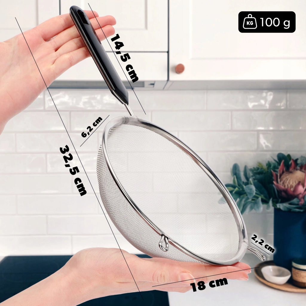 Colino da cucina KADAX con manico in acciaio per setacciare la farina, denso, 18 cm