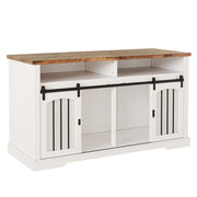 Mobile contenitore con gabbia per cani; porte scorrevoli e divisorio rimovibile; MDF e metallo; bianco 153×60×85 cm