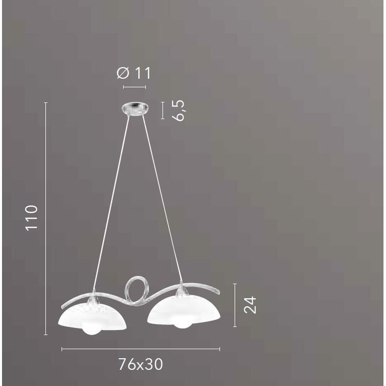 LAMPADARIO HALLEY 2XE27 76X30XH110CM CROMO