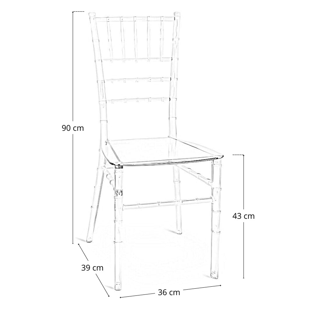 Sedia da sala pranzo Chiavarina in policarbonato trasparente impilabile eventi