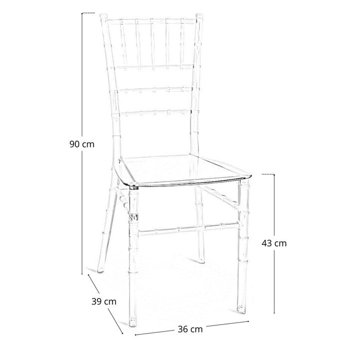 Sedia da sala pranzo Chiavarina in policarbonato trasparente impilabile eventi