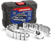 Set di Chiavi a Ratchet con Manubrio 3/8" - 24 pezzi Metrici e 10 pezzi SAE - Barra di Estensione per Set di Chiavi a Ratchet