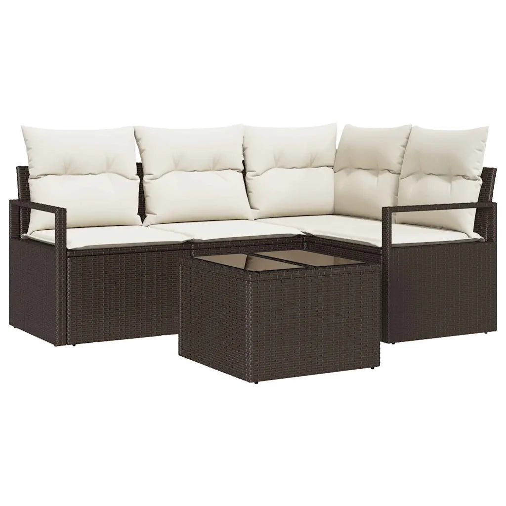 Set di divani 5 pcs Marrone polyrattan