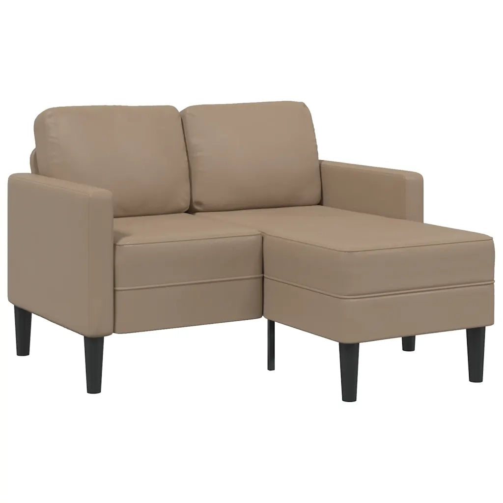 Divano 2 Posti con Chaise a L Cappuccino 125 cm in Similpelle 4107087