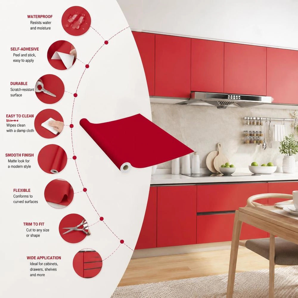 Self-adhesive Furniture Foil, Red, 500 X 90 Cm, PVC