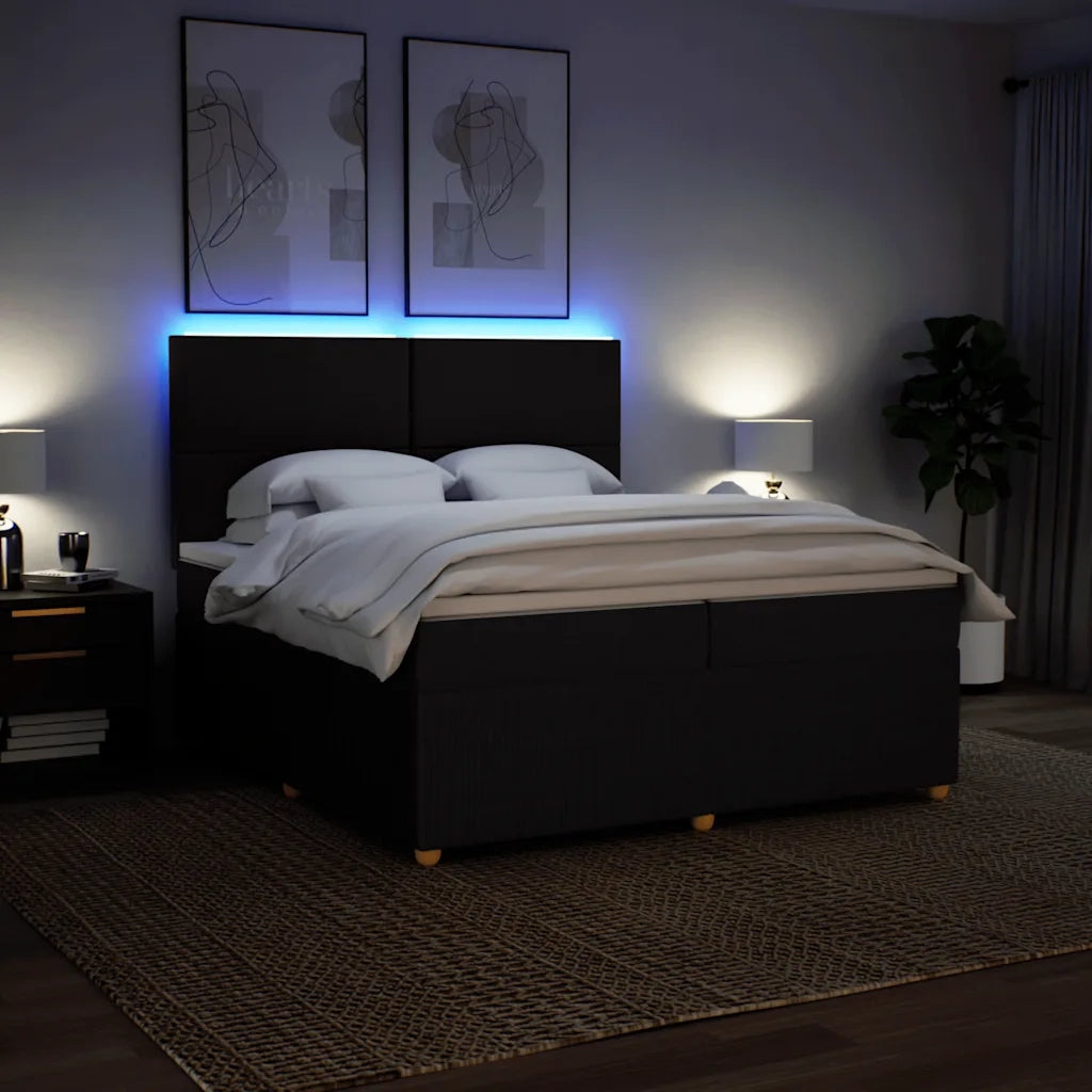 Giroletto a Molle con Materasso Nero 200x200 cm in Tessuto 3294458