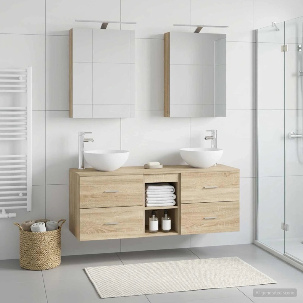 Set di mobili per il bagno 5 pz Rovere Sonoma 3406713