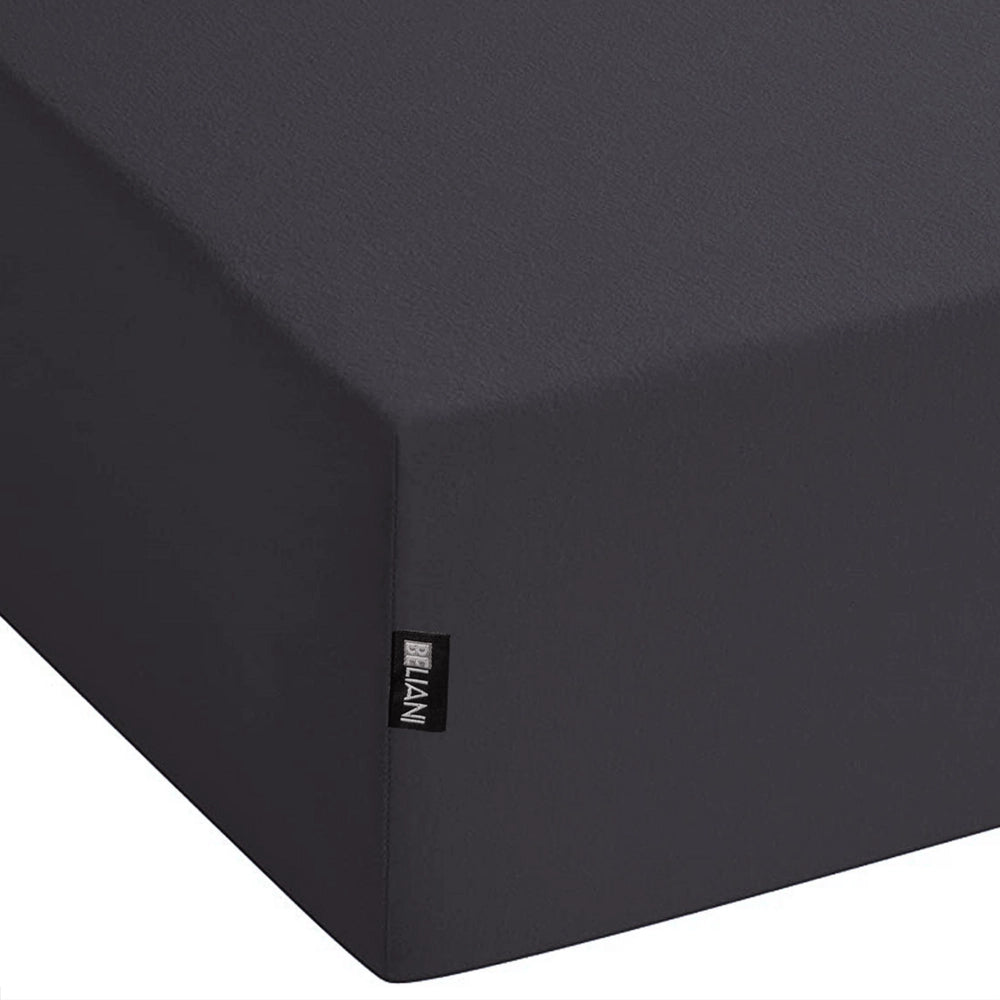 Lenzuolo con angoli cotone nero 90 x 200 cm coprimaterasso elasticizzato modello classico a tinta unita camera da letto classica