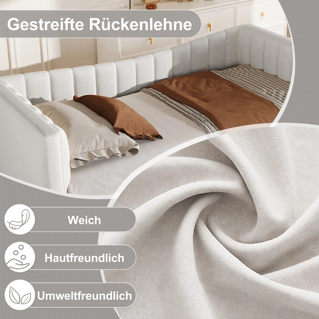 Polsterbett mit Ziehbett Samt 90x200 cm