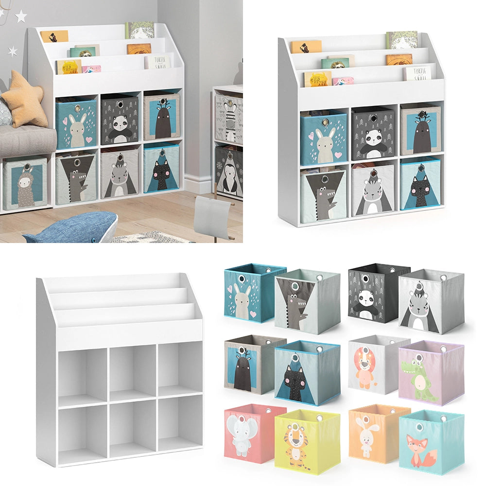 Vicco Libreria bambini Bianco 31.2 x 114.2 cm con 6 scatole pieghevoli opt.2