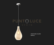 SOSPENSIONE BIANCO 1 LUCE VETRO PICCOLO AMBRA 1193BI-SP-AM