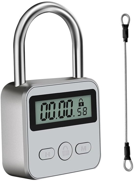 Tastiera digitale, slot con corda e display LCD, slot intelligenti caricabile via USB, slot da appendere per il controllo dei cattivi comportamenti (argento)