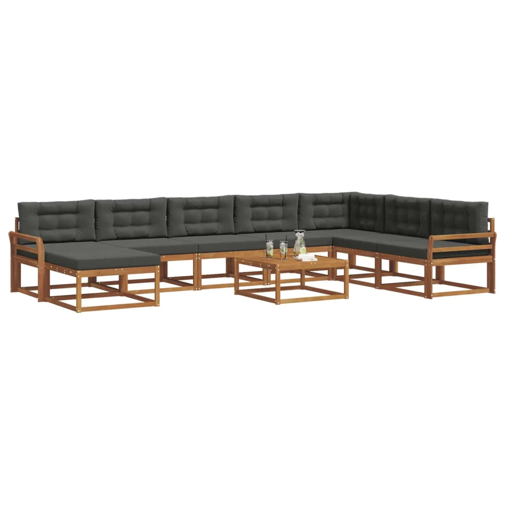 Set di divani da esterno con cuscino 9 pcs Naturale e Antracite 3368035