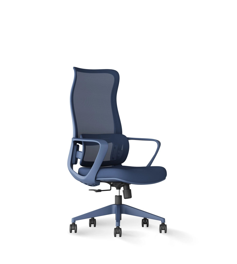 Sedia studio Hispanohogar altezza regolabile in tessuto blu
