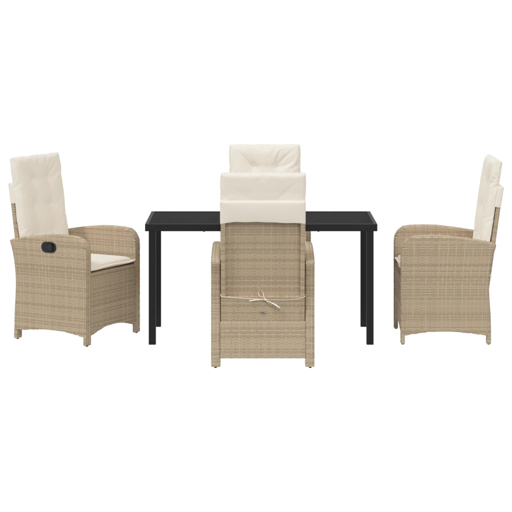 Set di Mobili da Giardino 5 Pezzi con Cuscini, Rattan Polimerico Beige