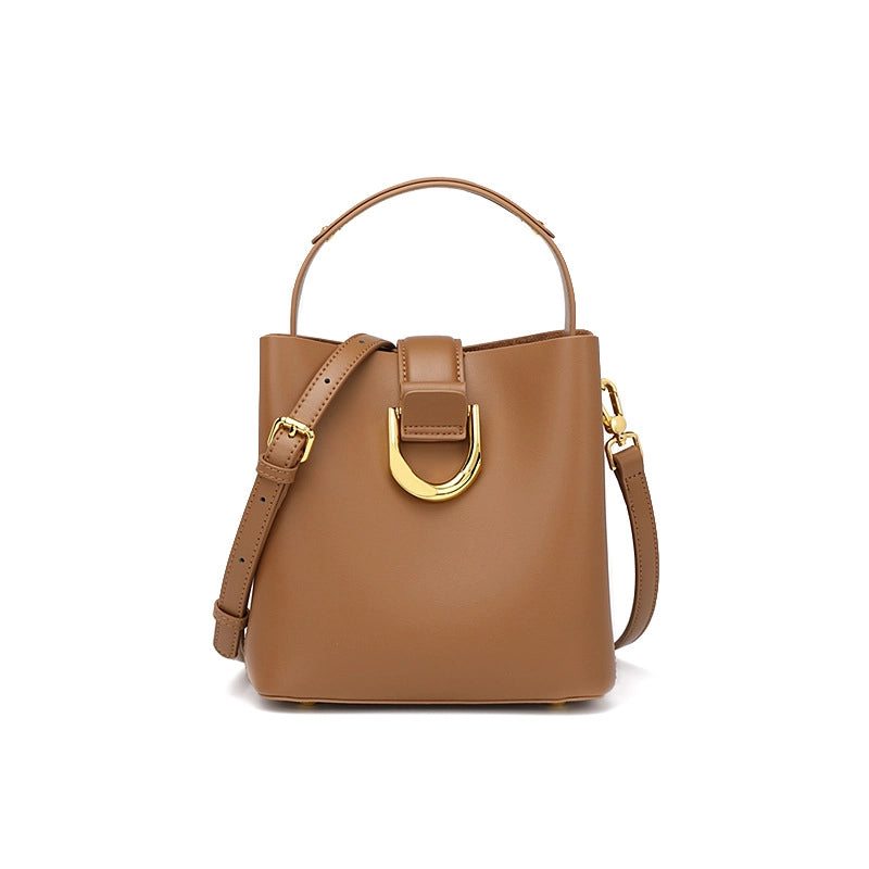 Borsa a mano da donna in vera pelle, marrone.