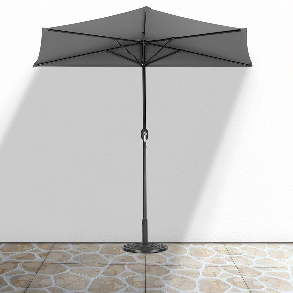Ombrellone Semicircolare Filo Muro da Giardino 270cm con Manovella Grigio