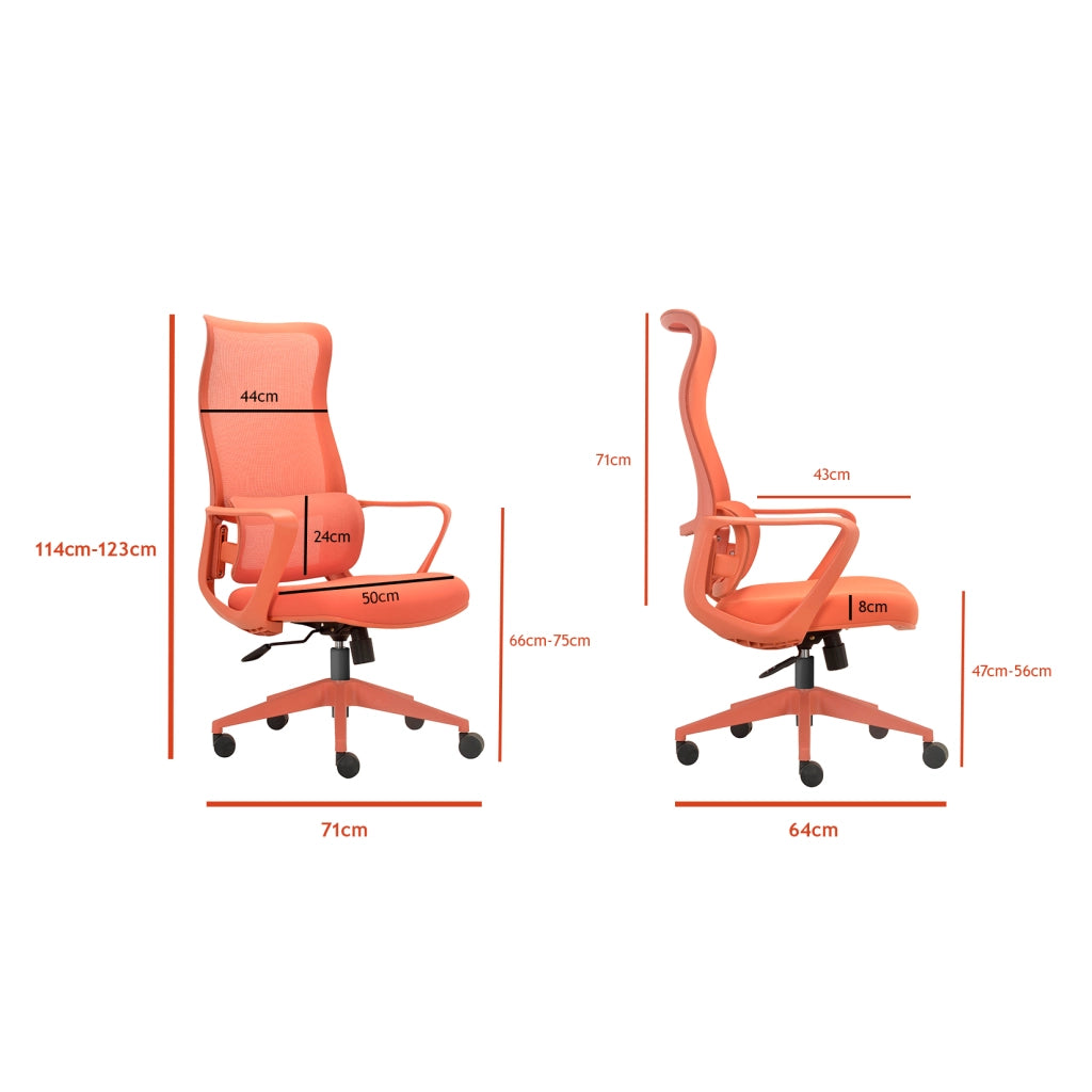 Sedia studio Hispanohogar altezza regolabile in tessuto arancione